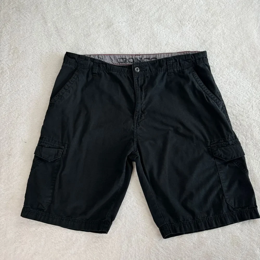 Iron Co Shorts Mens 38 Black Ripstop Cargo Flat Front‎ Pockets Outdoor Utility